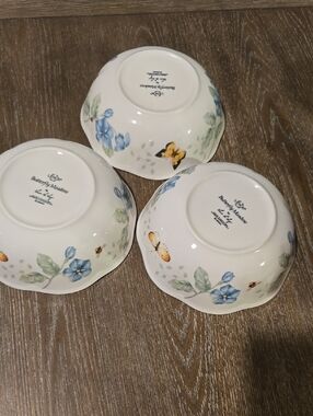 LENOX Butterfly Meadow Snack/Soup/ Cereal Bowl 6.25In x W2.3 In H Set 3